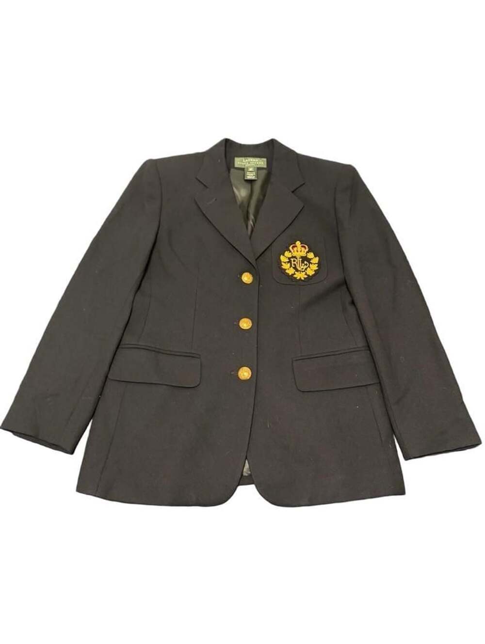 Vintage 90s Lauren Ralph Lauren Wool Blazer 3D Crest Size 14 - ,